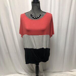 Maurices Top Womens Size 0X Colorblock Soft Comfy Short Sleeve T Shirt